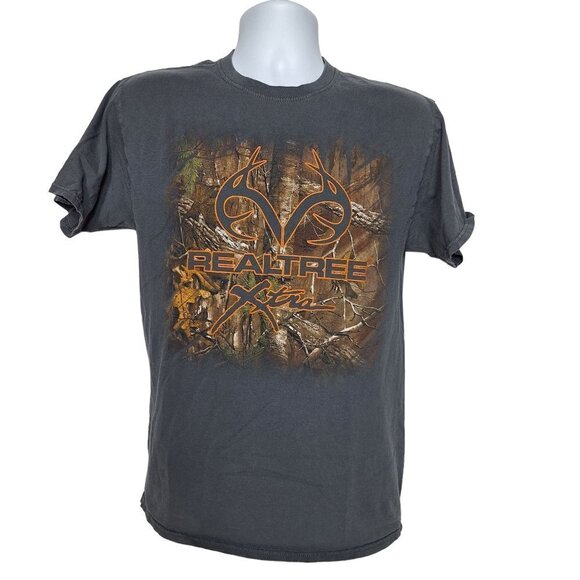 Realtree Xtra Men's T Shirt Medium Gray Camouflage Deer Antlers Short Sleeve - Picture 1 of 4